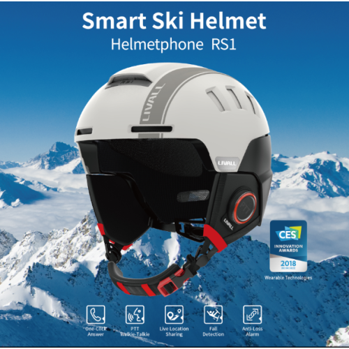 Casque de ski et de planche à neige gris Smart, grand, Bluetooth
