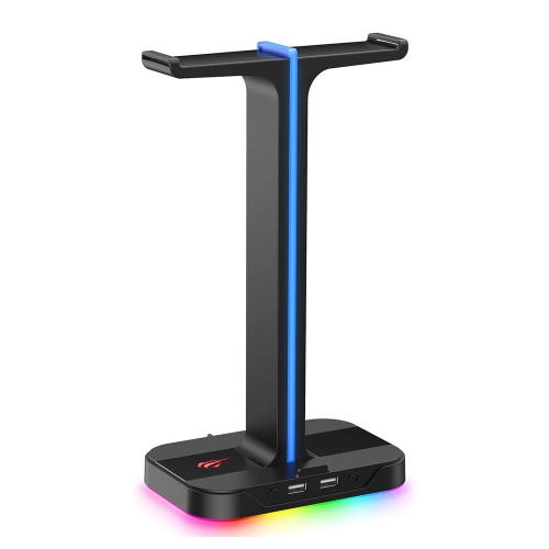 Havit RGB lighting Dual Balance Headphone Stand with 2 USB Ports