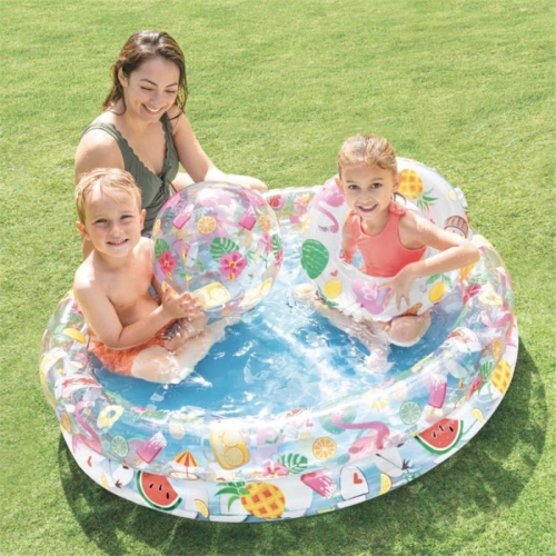 Intex - Inflatable Children's Pool, 48 '' x 10 '' with Assorted Buoy and Ball, Fruit Pattern