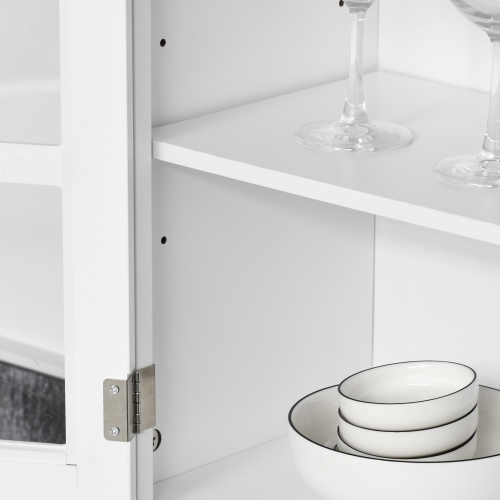 HOMCOM 67" Traditional Freestanding Kitchen Pantry Cabinet with Microwave Stand, Glass Door and Adjustable Shelf, Kitchen Buffet Cabinet with Hutch,