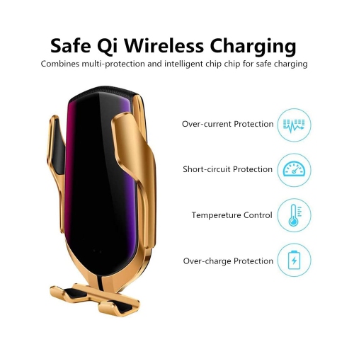 Wireless Car Charger Holder Mount Luxury Auto-Clamping Qi Fast Charging - axGear