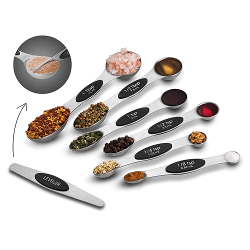 6-Piece Magnetic Measuring Spoon Set Stainless Steel Stackable Dual Sided - axGear