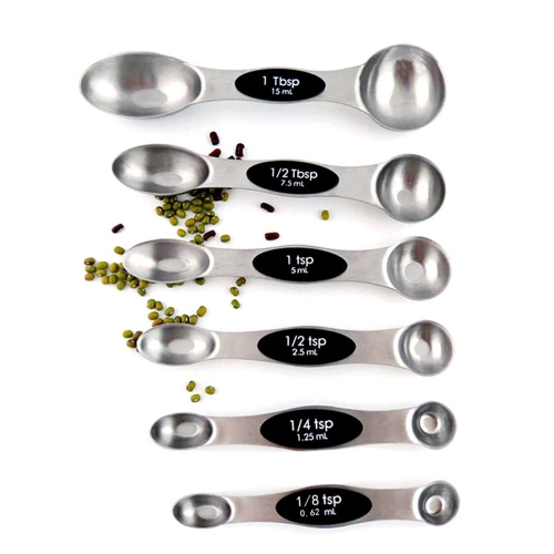 6-Piece Magnetic Measuring Spoon Set Stainless Steel Stackable Dual Sided - axGear