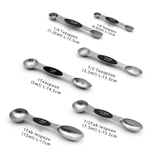 6-Piece Magnetic Measuring Spoon Set Stainless Steel Stackable Dual Sided - axGear
