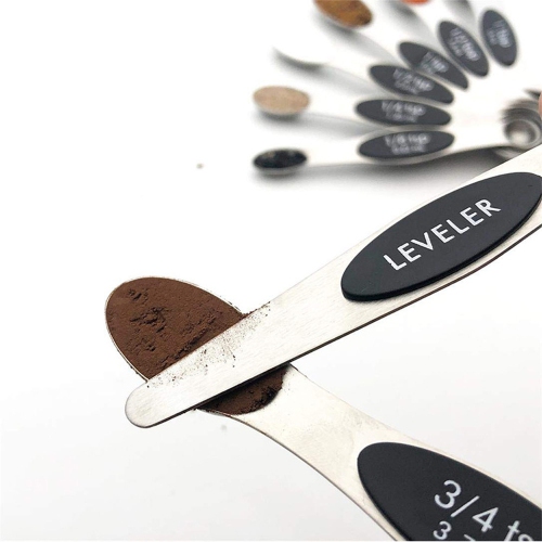 6-Piece Magnetic Measuring Spoon Set Stainless Steel Stackable Dual Sided - axGear
