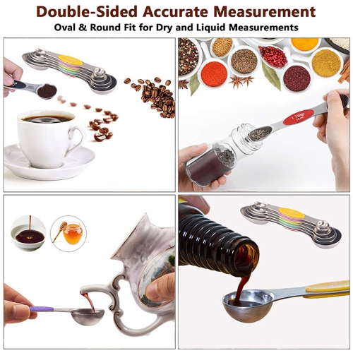 6-Piece Magnetic Measuring Spoon Set Stainless Steel Stackable Dual Sided - axGear