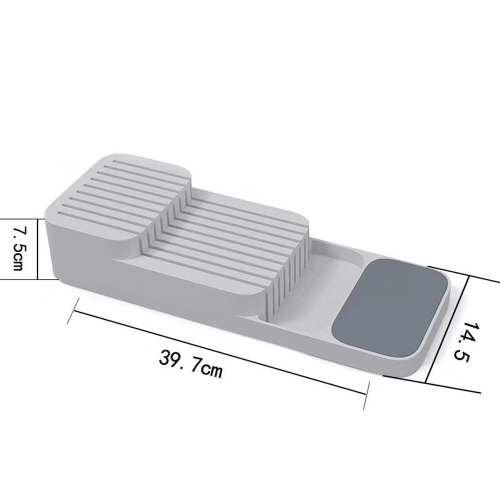 Plateau de rangement pour tiroir de cuisine pour couteaux Bloc de couteaux Rangement de couverts Gris - axGear