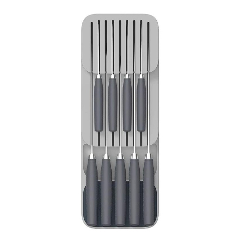 Plateau de rangement pour tiroir de cuisine pour couteaux Bloc de couteaux Rangement de couverts Gris - axGear