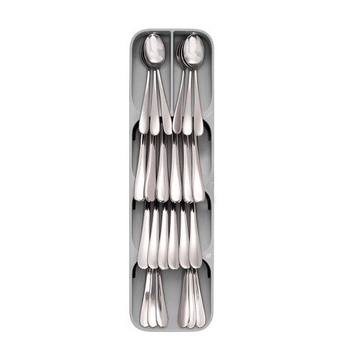 Kitchen Drawer Organizer Tray for Cutlery Silverware Spoon Forks Storage Gray - axGear
