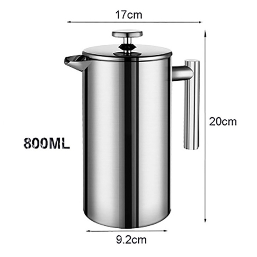 Stainless Steel French Press Coffee Maker 800ml Easy Clean Tea Pot with Filter - axGear