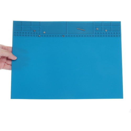 35x25cm Heat Insulation Silicone Pad Soldering Repair Maintenance Platform Blue - axGear
