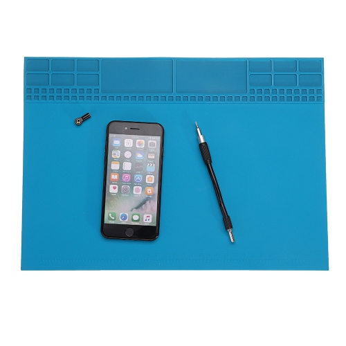 35x25cm Heat Insulation Silicone Pad Soldering Repair Maintenance Platform Blue - axGear