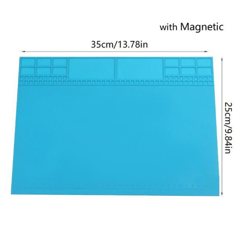 35x25cm Heat Insulation Silicone Pad Soldering Repair Maintenance Platform Blue - axGear