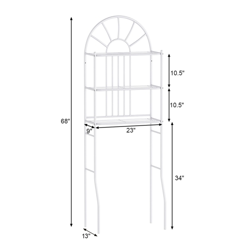 Gymax Bathroom 3-Tier Metal Storage Rack Over the Toilet Space Saver White