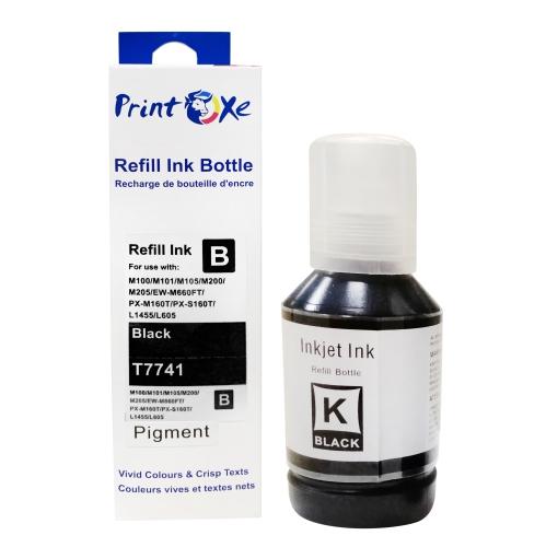 PRINTOXE® T7741 Compatible Refill 2 Black Pigment Ink Bottles for T774 T664 High Yield for Expression & WorkForce ET Series