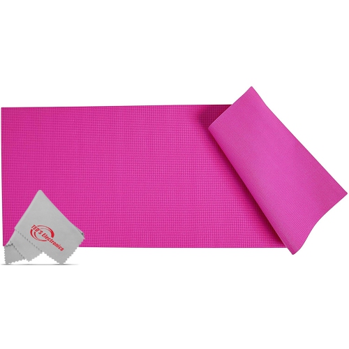 Vivitar PFV8277 5mm High Density Foam Exercise Roll Up Mat Slip Resistant Surface Pink for Yoga Exercises