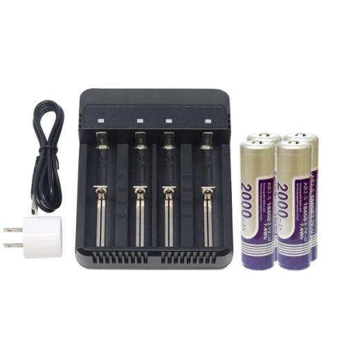 4-Slot Li-Ion Charger + 4 x 18650 3.6 Volt 2000 mAh Li-Ion Batteries