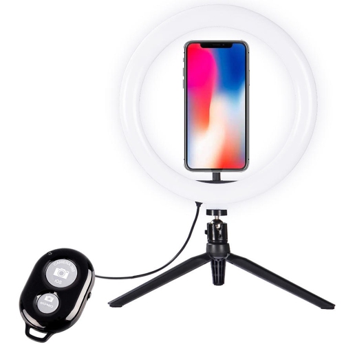 10 pouces Ring Light Desktop Selfie Sticks 3 modes d'éclairage peuvent être utilisés pour la prise de vue en lumière d'appoint avec trépied et suppor