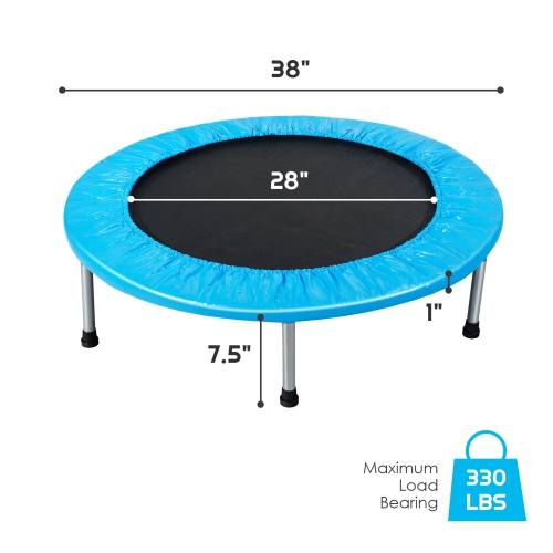 Gymax 38'' Folding Mini Trampoline Fitness Rebounder w/ Safety Pad Blue/Pink