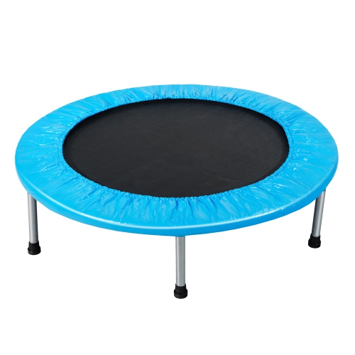 Gymax 38'' Folding Mini Trampoline Fitness Rebounder w/ Safety Pad Blue/Pink