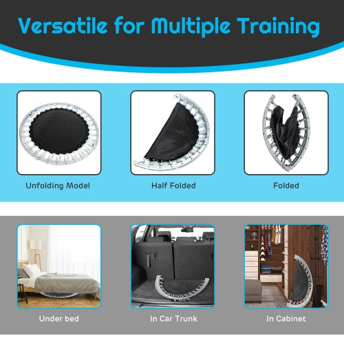 Gymax 38'' Folding Mini Trampoline Fitness Rebounder w/ Safety Pad Blue/Pink