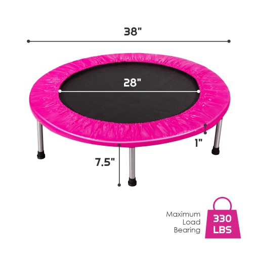 Gymax 38'' Folding Mini Trampoline Fitness Rebounder w/ Safety Pad Blue/Pink