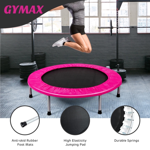 Gymax 38'' Folding Mini Trampoline Fitness Rebounder w/ Safety Pad Blue/Pink