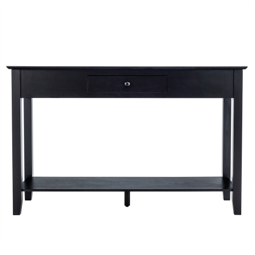 Gymax Console Table with Drawer Shelf 2 Tier Sofa Side Accent Table Black