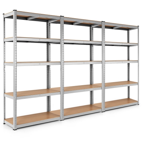 GYMAX  1/2/3/4PC Adjustable 36"x72" Heavy Duty 5 Level Garage Tool Shelf 2000Lbs In Silver