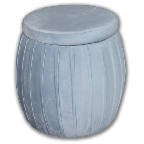 JESSAR  - Round Ottoman / Footstool With Storage, From The Laurence Collection Velvet In Gray