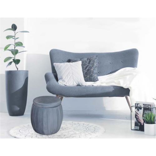 Jessar - Round Ottoman / Footstool with Storage, From the Laurence Collection, Gray Velvet