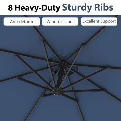 Costway 10FT Patio Offset Hanging Umbrella Easy Tilt Adjustment 8 Ribs Backyard