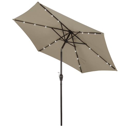 Costway 9' Solar LED Lighted Patio Market Umbrella Tilt Adjustment Crank Lift