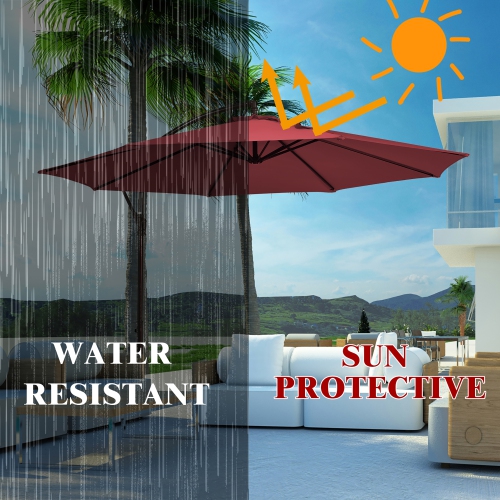 Marque Costway Parasol Suspendu Déporté 3 m de diamètre Réglage facile de l'inclinaison 8 armatures pour le patio la cour Bleu