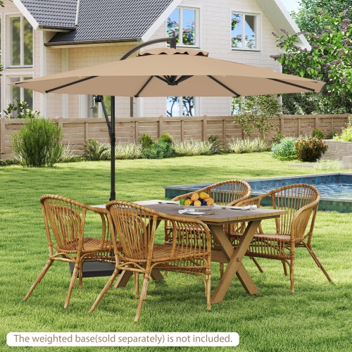 Costway 10FT Patio Offset Hanging Umbrella Easy Tilt Adjustment 8 Ribs Backyard