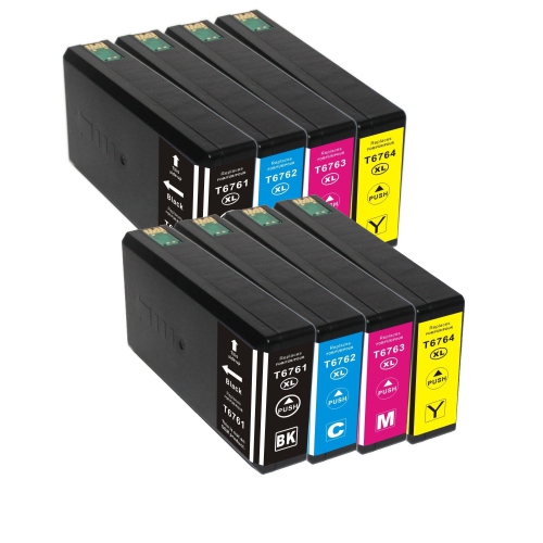 8 Pack (BK/C/M/Y) Compatible T676 Ink cartridge Pigment for Epson T676XL,WorkForce Pro WP-4010,WP-4023,WP-4090,WP-4520,