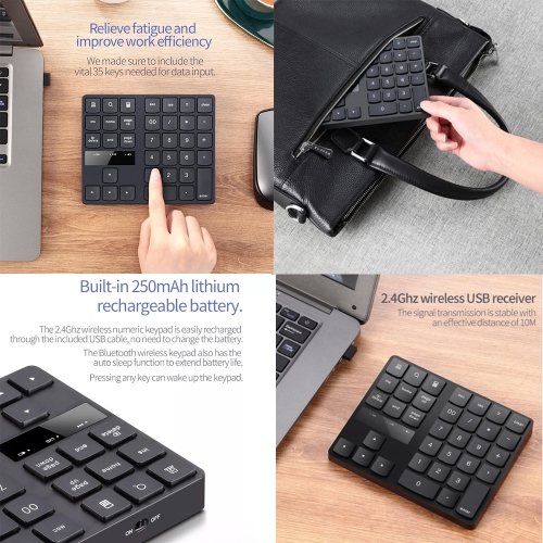 35 Keys 2.4Ghz Wireless Rechargeable battery Numeric Keypad Keyboard