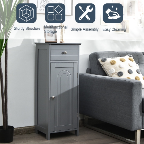 Costway Bathroom Floor Cabinet Storage Organizer Free-Standing w/ Drawer