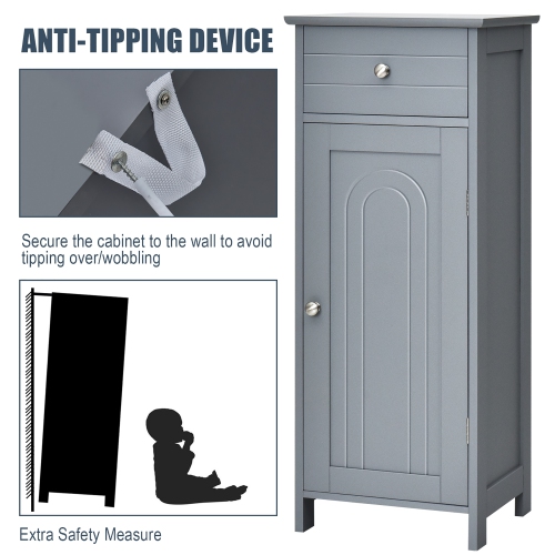 Costway Bathroom Floor Cabinet Storage Organizer Free-Standing w/ Drawer