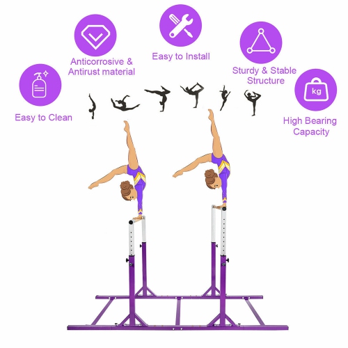 Costway Kids Double Horizontal Bars Gym Home Adjustable