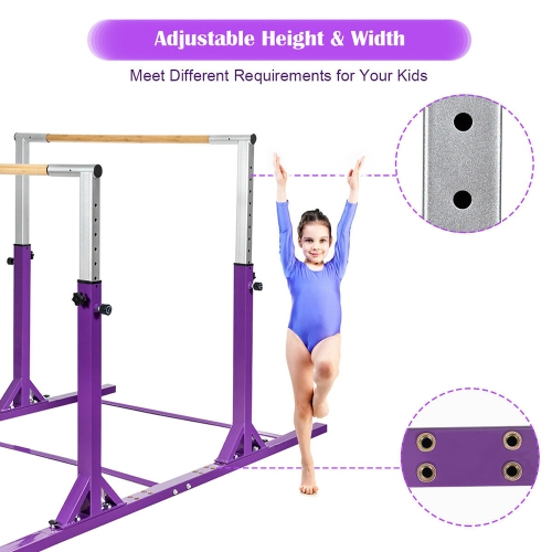 Costway Kids Double Horizontal Bars Gym Home Adjustable