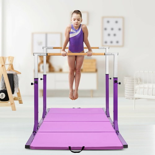 Costway Kids Double Horizontal Bars Gym Home Adjustable