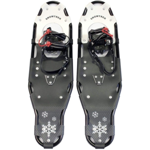 SNOWTREK Aluminum Snowshoes for Youth and Adults, Snow Shoes with Carrying Bag - Size 34