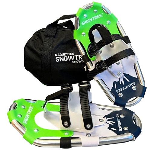 SNOWTREK Aluminum Snowshoes for Kids, Youth Snow Shoes with Carrying Bag - Size 14