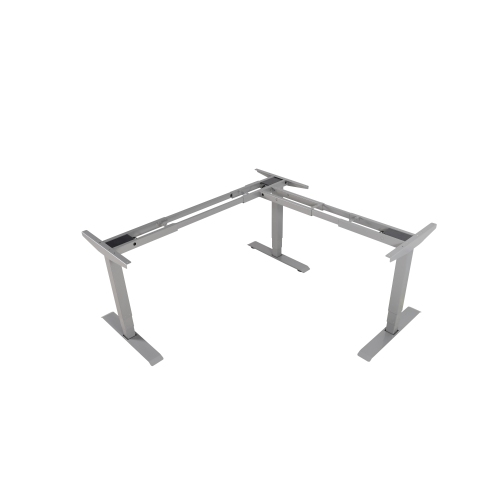 EFFYDESK Executive L-Shaped Height Adjustable Home Office Computer Standing Desk with Cable Management Tray - Grey Frame