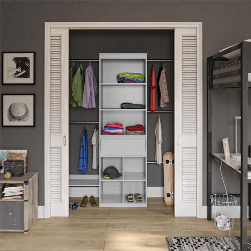 Little Seeds Adjustable Kids Closet Organizer System - Dove Grey