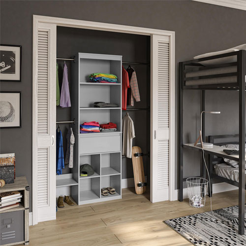 Little Seeds Adjustable Kids Closet Organizer System - Dove Grey