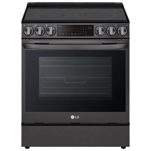 LG 30" 6.3 Cu. Ft. True Convection 5-Element Slide-In Electric Air Fry Range - Black Stainless Steel