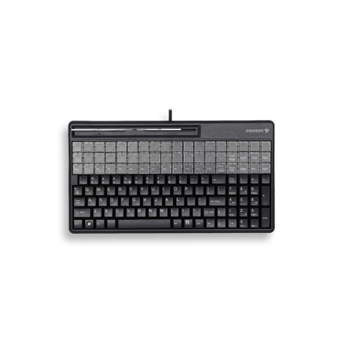 Image 1 of 1.. CHERRY SPOS BLACK QWERTY MSR BLACK 14" USB KEYBOARD WITH 3-TRACK MSR US INTL 135 POSITION