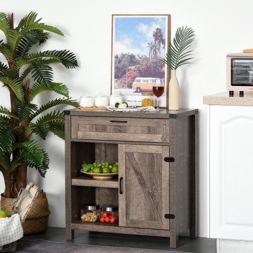 HOMCOM – buffet de buffet de buffet, armoire de rangement de cuisine champêtre avec porte et tiroir de grange rustique, chêne foncé